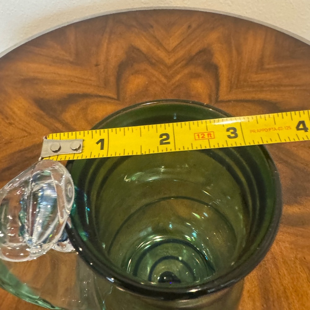 Signed Hand Blown Art Glass Green and Blue with Pontil Mark and Signature - Picture 5 of 8